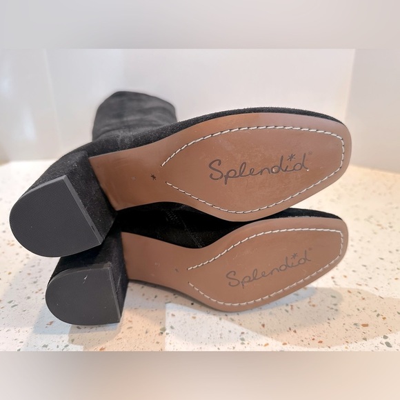 Splendid Black Suede‎ Leather Knee High Tall Boots - Picture 14 of 14